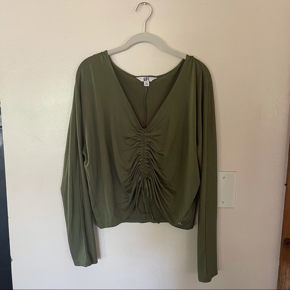 JOY LAB Olive Green Crop W Drawstring XL - Picture 2 of 5